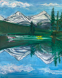 Alaskan Dock with Mountain Range and Pontoon Planes